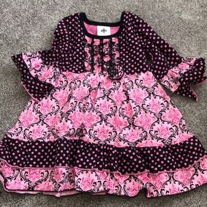 Pink and black tunic dress